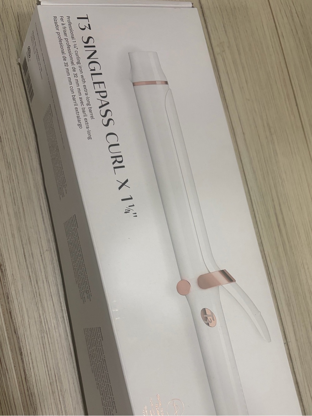 T3 White and Rose Gold SinglePass Curling Iron x 1.25”